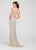 Ellie Wilde - EW119185 Allover Beaded Lace Appliqued Two-Piece Gown In Silver and Neutral