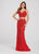 Ellie Wilde - EW119185 Allover Beaded Lace Appliqued Two-Piece Gown In Red