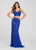 Ellie Wilde - EW119185 Allover Beaded Lace Appliqued Two-Piece Gown In Blue