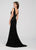 Ellie Wilde - EW119187 Beaded Velvet Trumpet Dress In Black