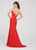 Ellie Wilde - EW119189 Beaded Plunging V-neck Trumpet Dress In Red
