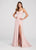 Ellie Wilde - EW119189 Beaded Plunging V-neck Trumpet Dress In Pink