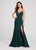 Ellie Wilde - EW119189 Beaded Plunging V-neck Trumpet Dress In Green