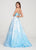 Ellie Wilde - EW119190 Floral Aquarelle Motif Mikado Gown In Blue and Multi-Color
