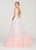 Ellie Wilde - EW119191 Crisscross-Strapped Midriff Aquarelle Gown In Pink and Multi-Color