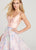 Ellie Wilde - EW119191 Crisscross-Strapped Midriff Aquarelle Gown In Pink and Multi-Color
