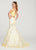 Ellie Wilde - EW119192 Two Piece Floral Print Trumpet Gown In Yellow and Multi-Color