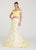 Ellie Wilde - EW119192 Two Piece Floral Print Trumpet Gown In Yellow and Multi-Color