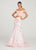Ellie Wilde - EW119192 Two Piece Floral Print Trumpet Gown In Pink and Multi-Color