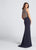 Ellie Wilde - EW21736 Embellished Fitted Scoop Evening Dress In Gray