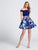 Ellie Wilde - EW21771S Off Shoulder Floral Mikado Two-Piece Dress In Blue and Floral