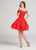 Ellie Wilde - EW21811S Scalloped Off Shoulder A-Line Cocktail Dress in Red
