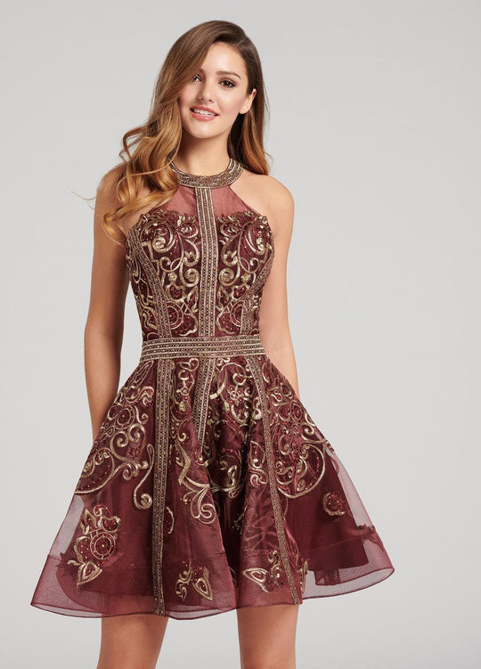 Ellie Wilde - EW21818S Banded Halter A-Line Cocktail Dress