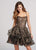 Ellie Wilde - EW21819S Sleeveless Layered A-Line Cocktail Dress in Gold and Brown