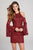Ellie Wilde - EW21842S Metallic Corded Lace Cold Shoulder A-line Dress In Red