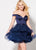 Ellie Wilde - EW21901S Off Shoulder Tiered Ruffle Skirt Dress In Blue