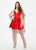 Ellie Wilde - EW21902S Lace-up Back Glossy Satin A-Line Dress In Red