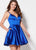 Ellie Wilde - EW21902S Lace-up Back Glossy Satin A-Line Dress In Blue