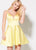 Ellie Wilde - EW21902S Lace-up Back Glossy Satin A-Line Dress In Yellow