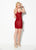 Ellie Wilde - EW21903S Jewel-Strewn Lace Cocktail Dress In Red and Neutral