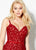 Ellie Wilde - EW21903S Jewel-Strewn Lace Cocktail Dress In Red and Neutral
