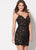 Ellie Wilde - EW21903S Jewel-Strewn Lace Cocktail Dress In Black and Neutral