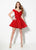 Ellie Wilde - EW21904S Off Shoulder Cracked Ice Cocktail Dress In Red