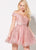 Ellie Wilde - EW21904S Off Shoulder Cracked Ice Cocktail Dress In Pink and Gold