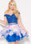 Ellie Wilde - EW21907S Off Shoulder Crop Top Floral Chiffon Dress In Blue and Floral