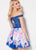 Ellie Wilde - EW21907S Off Shoulder Crop Top Floral Chiffon Dress In Blue and Floral