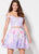 Ellie Wilde - EW21907S Off Shoulder Crop Top Floral Chiffon Dress In Purple and Floral