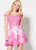 Ellie Wilde - EW21907S Off Shoulder Crop Top Floral Chiffon Dress In Pink and Floral