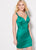 Ellie Wilde - EW21910S Diamond Cutout Beaded Satin Cocktail Dress In Green