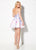 Ellie Wilde - EW21911S Sheer Deep V Neck Floral Mikado Cocktail Dress In Purple and Floral