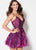 Ellie Wilde - EW21914S V Neck Mikado Lace Tulle Sequin Cocktail Dress In Purple