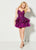 Ellie Wilde - EW21916S Beaded Embroidered Tulle A-Line Cocktail Dress In Purple