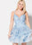 Ellie Wilde - EW21916SLS Spaghetti Strap Embellished Cocktail Dress In Blue and White