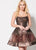 Ellie Wilde - EW21917S Metallic Jacquard Fit and Flare Cocktail Dress In Gold and Brown