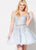 Ellie Wilde - EW21920S Off Shoulder Embroidered Tulle A-Line Dress In Blue and Silver