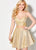 Ellie Wilde - EW21921S Two-Piece Lace-Up Back Glitter Stretch Dress In Gold