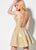 Ellie Wilde - EW21921S Two-Piece Lace-Up Back Glitter Stretch Dress In Gold