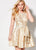 Ellie Wilde - EW21922S Halter Neck Open Back Metallic Cocktail Dress In Gold