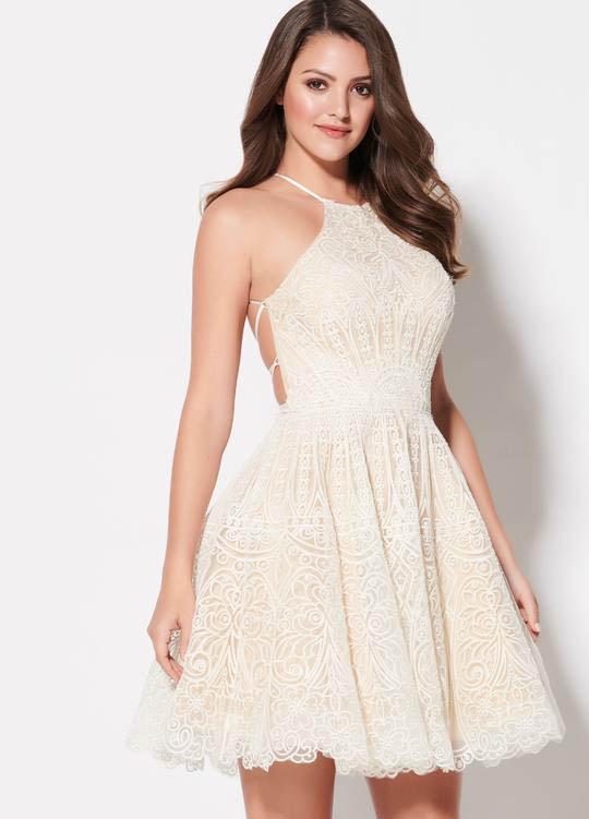 Ellie Wilde - EW21924S Halter Neck Lace-Up Back Cocktail Dress