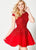 Ellie Wilde - EW21925S Ombre-Beaded Cap Sleeve A-Line Dress In Red