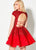 Ellie Wilde - EW21925S Ombre-Beaded Cap Sleeve A-Line Dress In Red