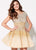 Ellie Wilde - EW21925S Ombre-Beaded Cap Sleeve A-Line Dress In Gold and Silver