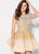 Ellie Wilde - EW21925S Ombre-Beaded Cap Sleeve A-Line Dress In Gold and Silver