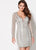 Ellie Wilde - EW21928S Sheer Long Sleeve Beaded Sheath Dress In Silver