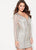 Ellie Wilde - EW21928S Sheer Long Sleeve Beaded Sheath Dress In Silver