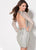 Ellie Wilde - EW21928S Sheer Long Sleeve Beaded Sheath Dress In Silver